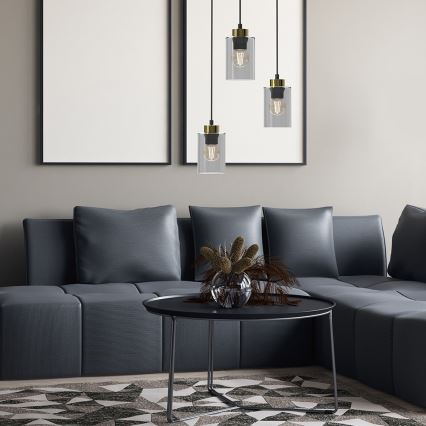 Chandelier on a string CHIC 3xE27/60W/230V black/grey