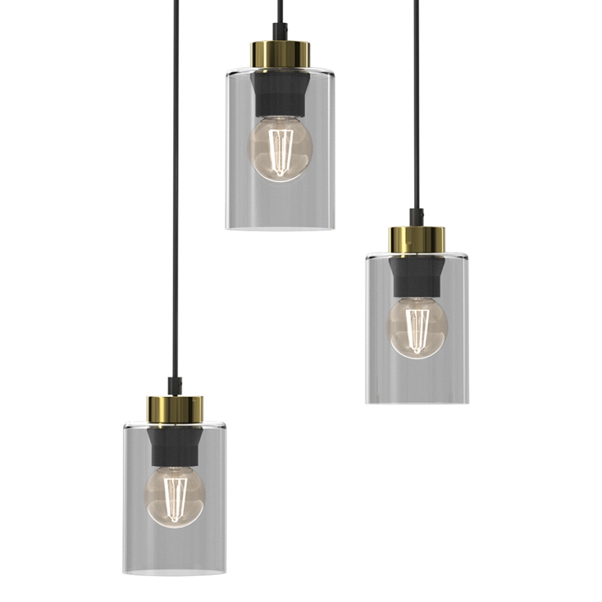 Chandelier on a string CHIC 3xE27/60W/230V black/grey