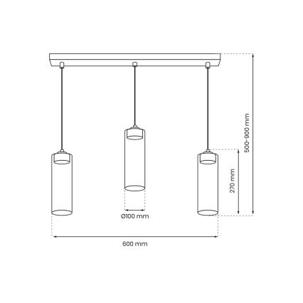 Chandelier on a string CLARISSA 3xGX53/12W/230V black