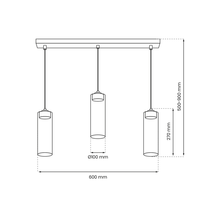 Chandelier on a string CLARISSA 3xGX53/12W/230V black