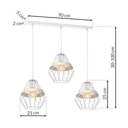 Chandelier on a string CLIF 3xE27/60W/230V