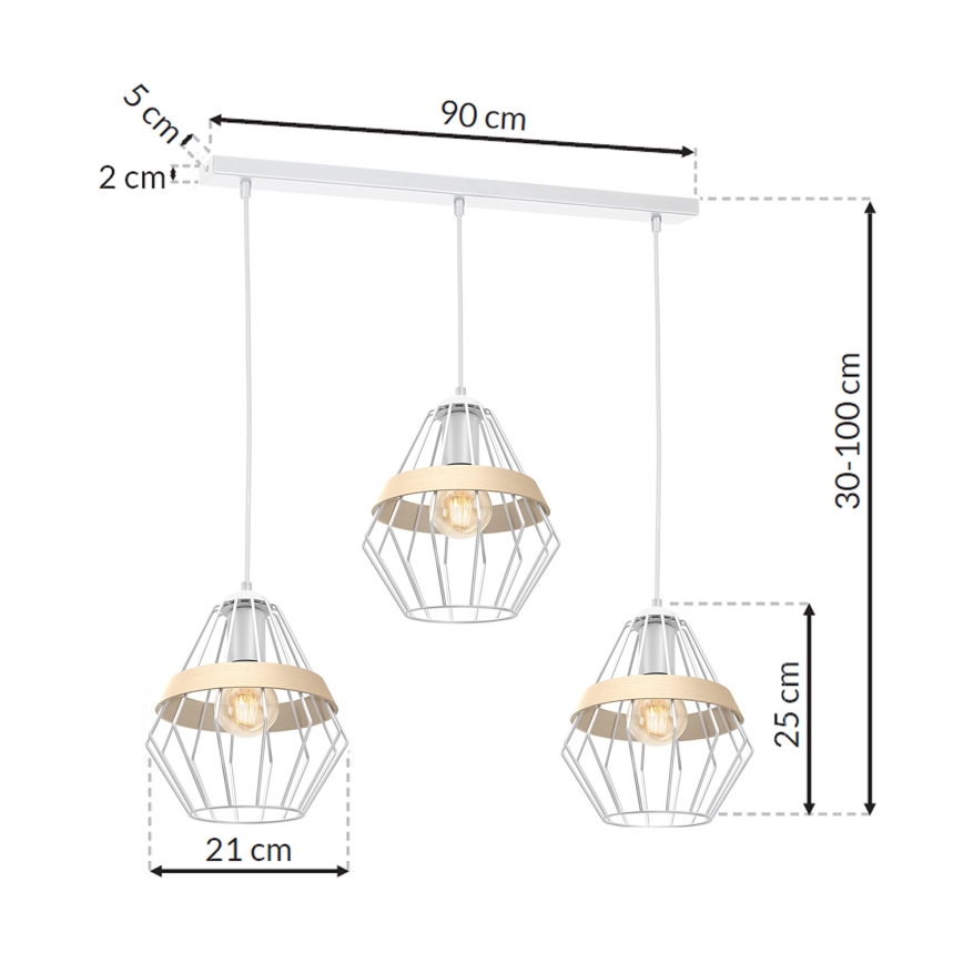 Chandelier on a string CLIF 3xE27/60W/230V