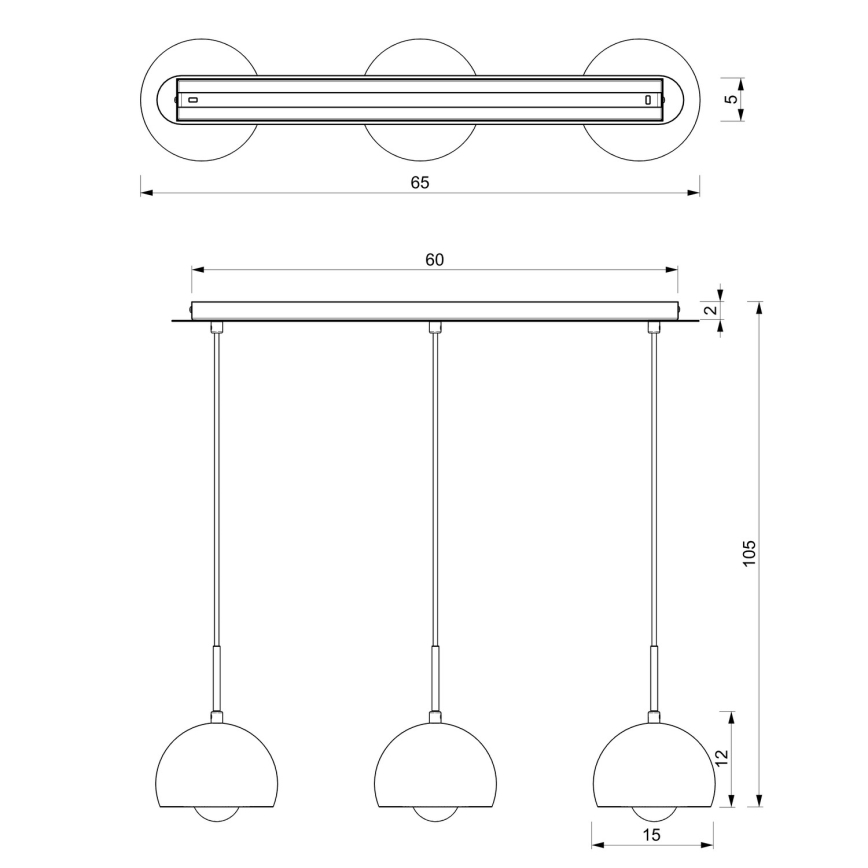 Chandelier on a string COOL 3xE27/60W/230V