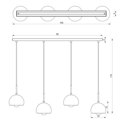 Chandelier on a string COOL 4xE27/60W/230V black