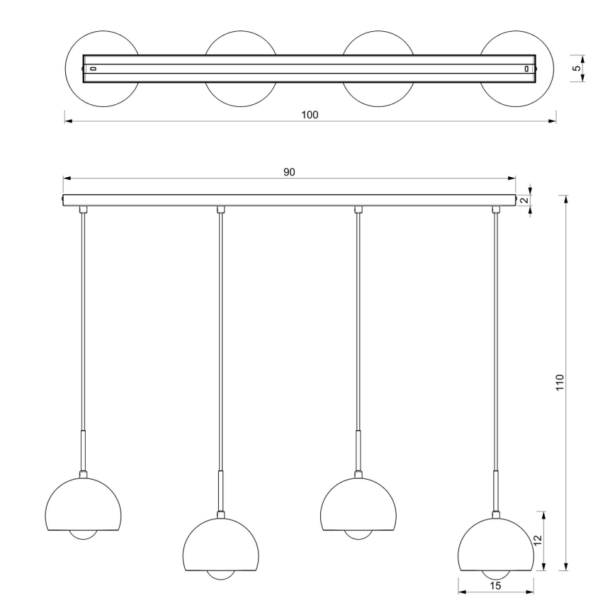 Chandelier on a string COOL 4xE27/60W/230V black