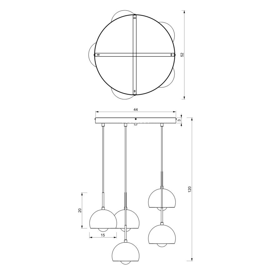 Chandelier on a string COOL 5xE27/60W/230V black