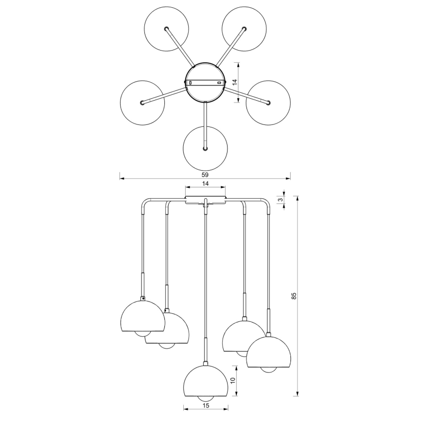 Chandelier on a string COOL 5xE27/60W/230V