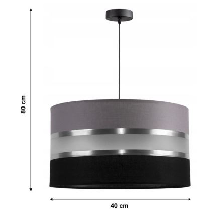Chandelier on a string CORAL 1xE27/60W/230V black and grey