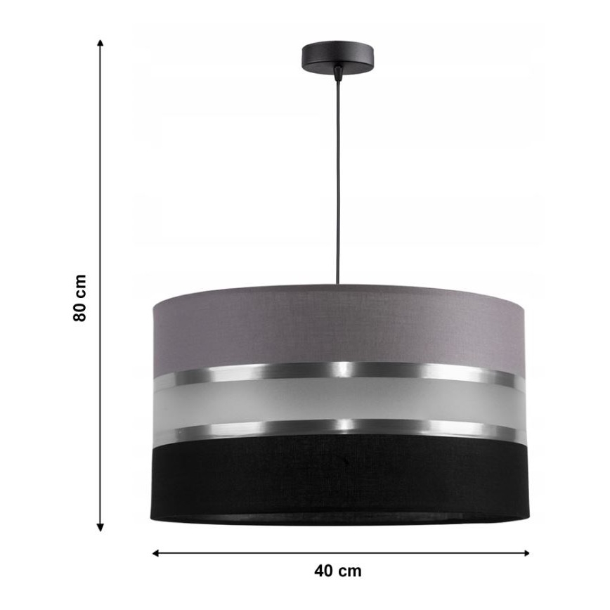 Chandelier on a string CORAL 1xE27/60W/230V black and grey