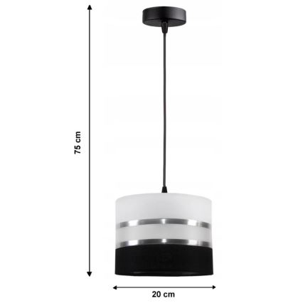 Chandelier on a string CORAL 1xE27/60W/230V black and white