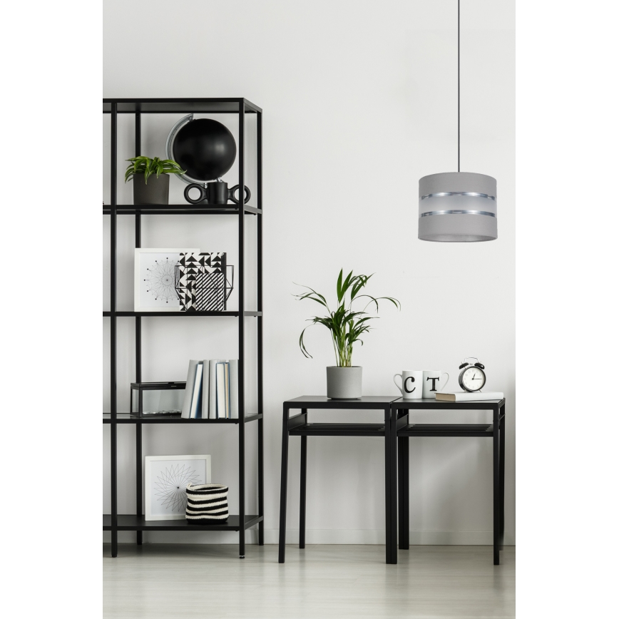 Chandelier on a string CORAL 1xE27/60W/230V d. 20 cm grey