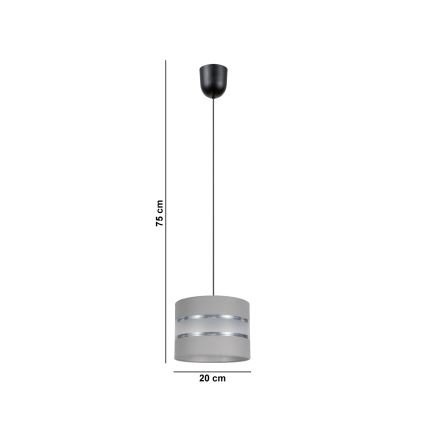 Chandelier on a string CORAL 1xE27/60W/230V d. 20 cm grey