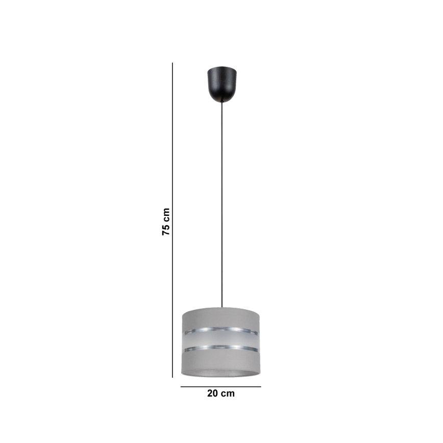 Chandelier on a string CORAL 1xE27/60W/230V d. 20 cm grey