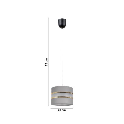 Chandelier on a string CORAL 1xE27/60W/230V d. 20 cm grey
