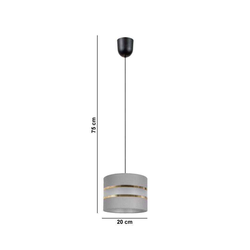 Chandelier on a string CORAL 1xE27/60W/230V d. 20 cm grey