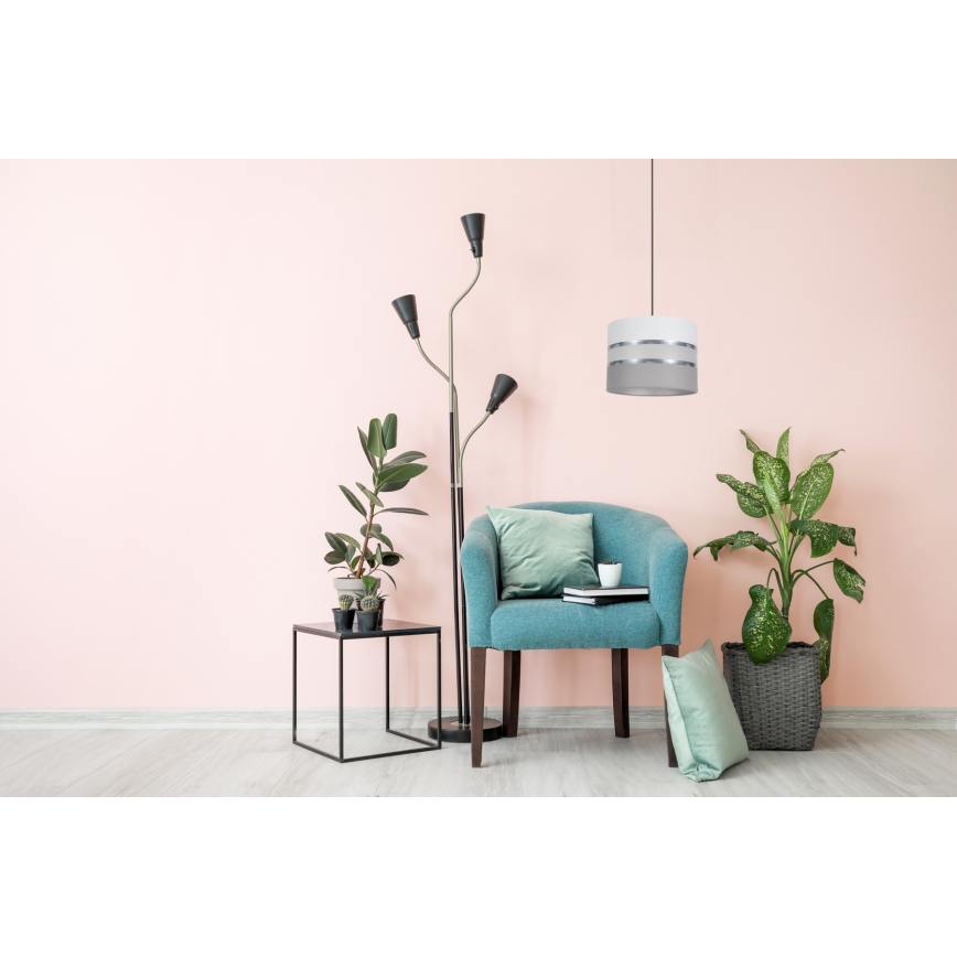 Chandelier on a string CORAL 1xE27/60W/230V d. 20 cm white/grey