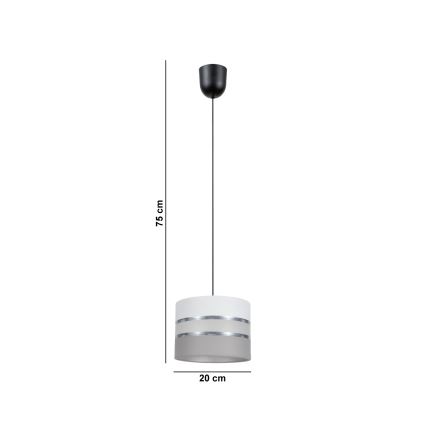 Chandelier on a string CORAL 1xE27/60W/230V d. 20 cm white/grey