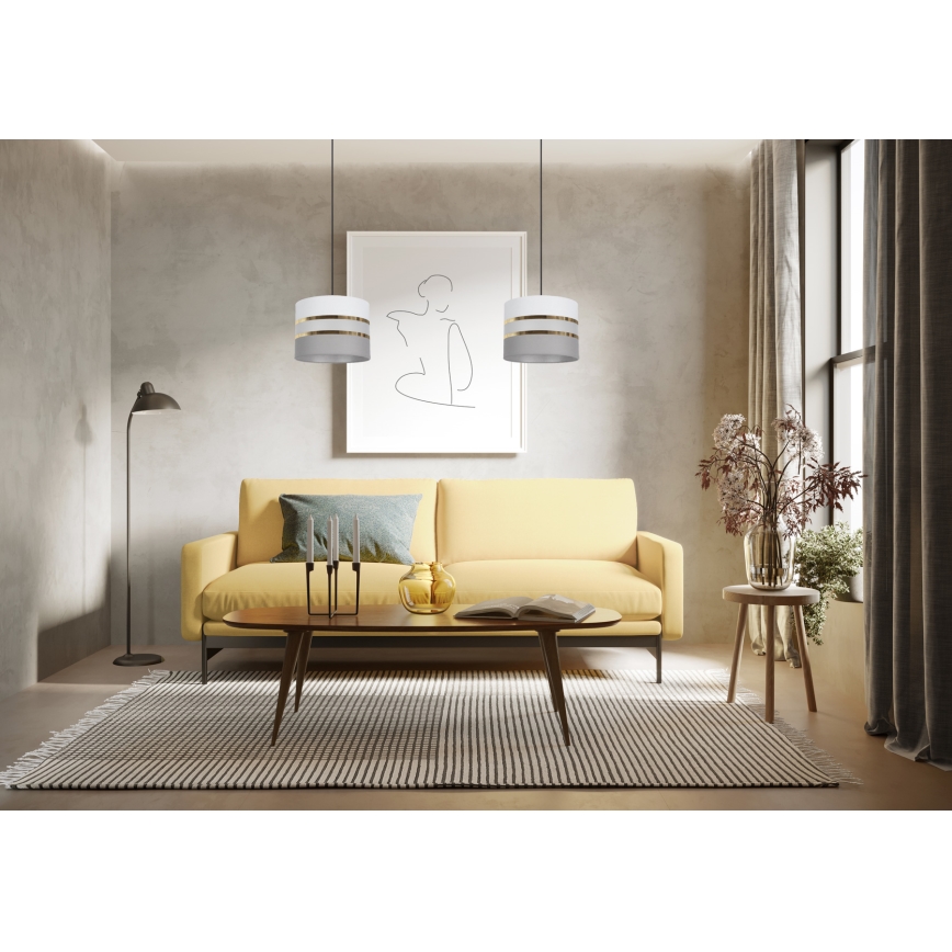 Chandelier on a string CORAL 1xE27/60W/230V d. 20 cm white/grey