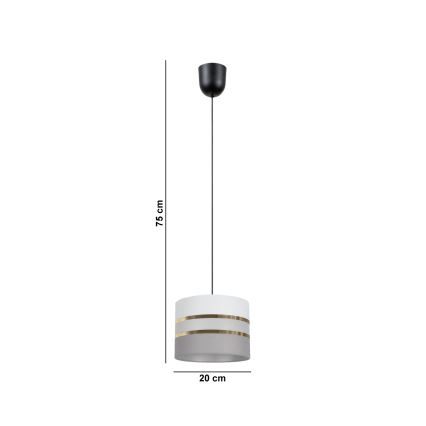 Chandelier on a string CORAL 1xE27/60W/230V d. 20 cm white/grey