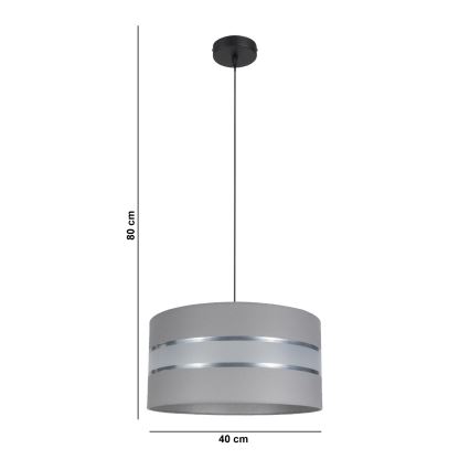 Chandelier on a string CORAL 1xE27/60W/230V d. 40 cm grey