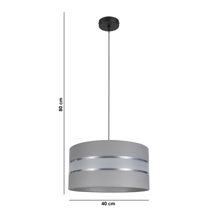 Chandelier on a string CORAL 1xE27/60W/230V d. 40 cm grey