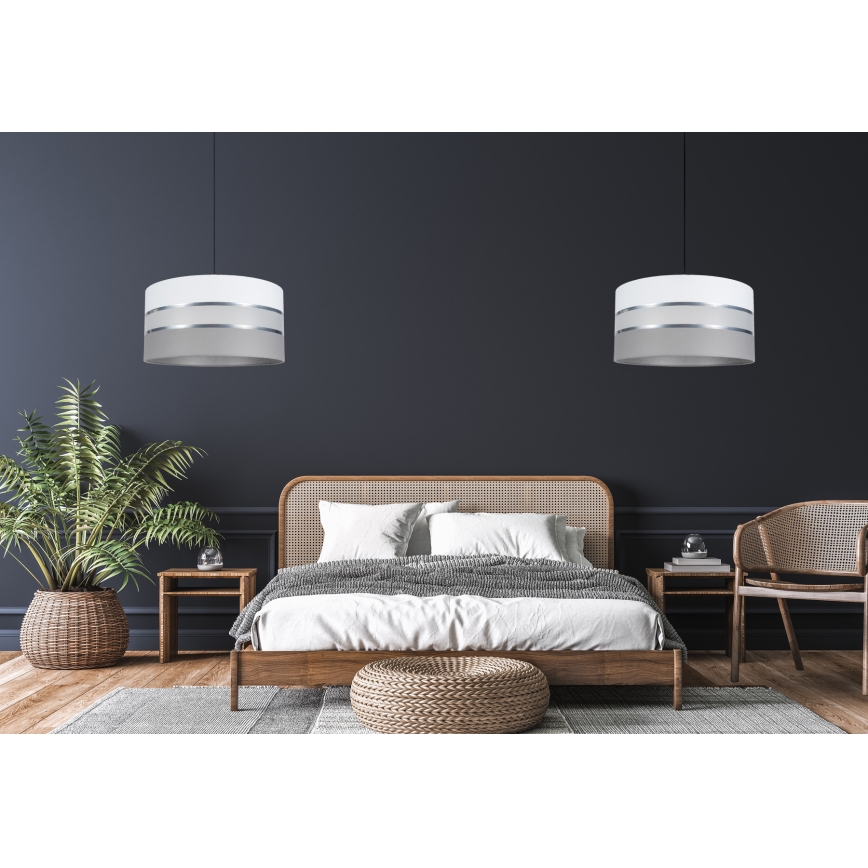 Chandelier on a string CORAL 1xE27/60W/230V d. 40 cm white/grey