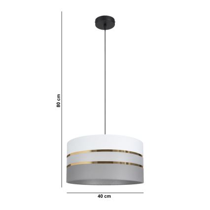 Chandelier on a string CORAL 1xE27/60W/230V d. 40 cm white/grey