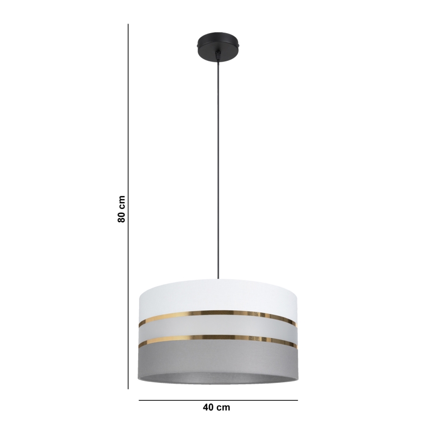 Chandelier on a string CORAL 1xE27/60W/230V d. 40 cm white/grey