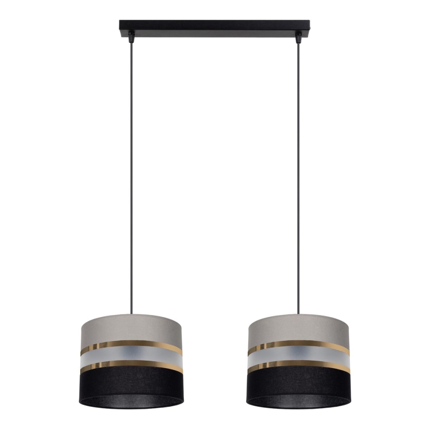 Chandelier on a string CORAL 2xE27/60W/230V black/grey