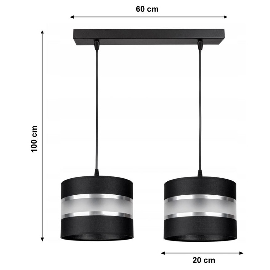 Chandelier on a string CORAL 2xE27/60W/230V black