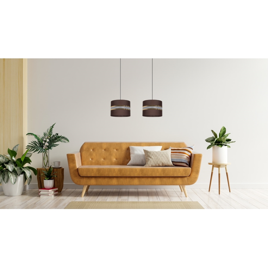 Chandelier on a string CORAL 2xE27/60W/230V brown