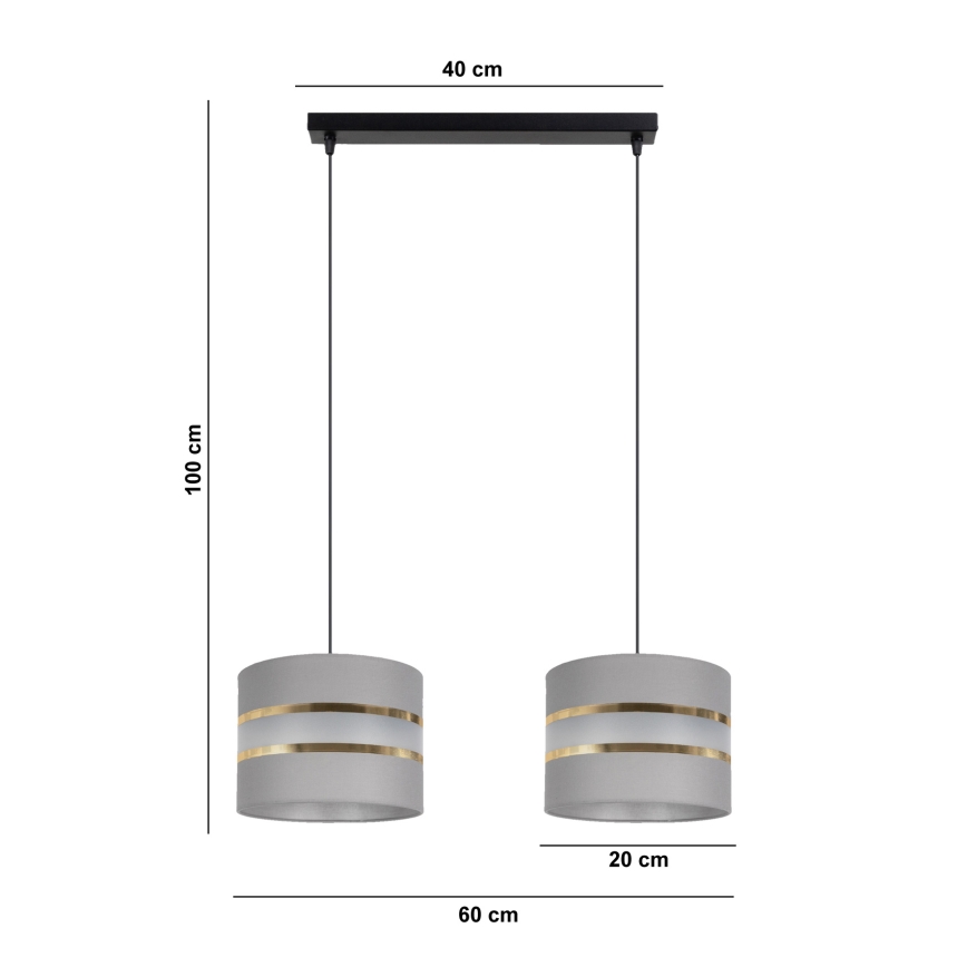 Chandelier on a string CORAL 2xE27/60W/230V grey