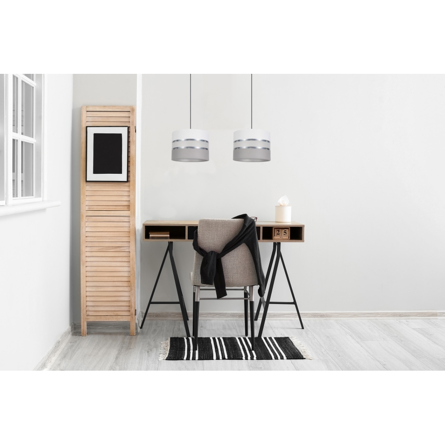 Chandelier on a string CORAL 2xE27/60W/230V white/grey