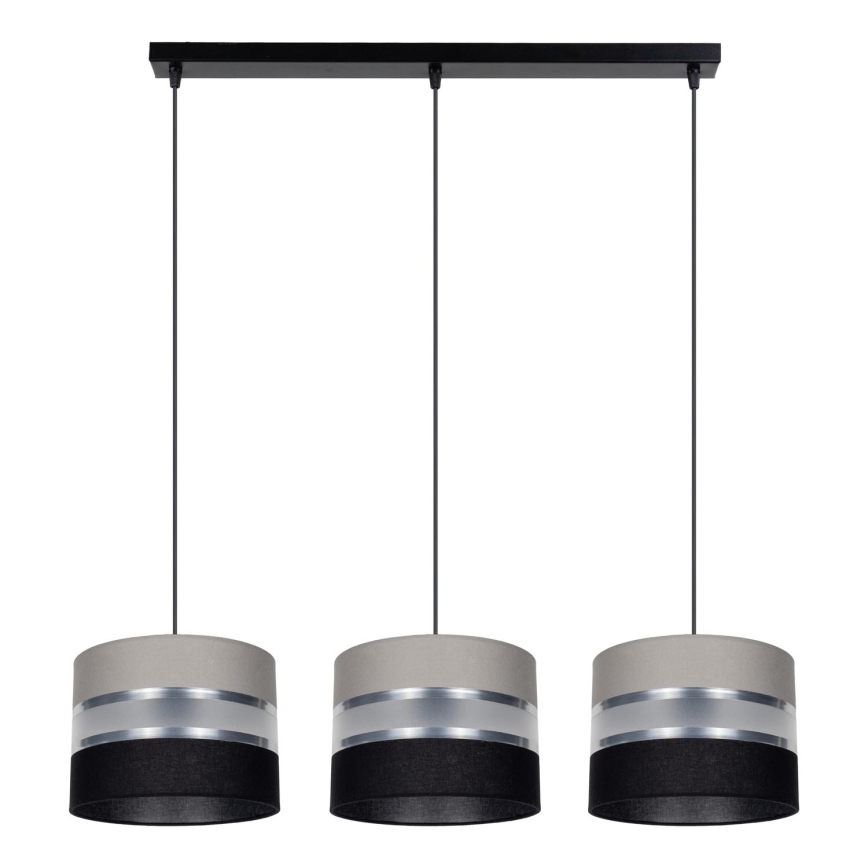 Chandelier on a string CORAL 3xE27/60W/230V black and grey
