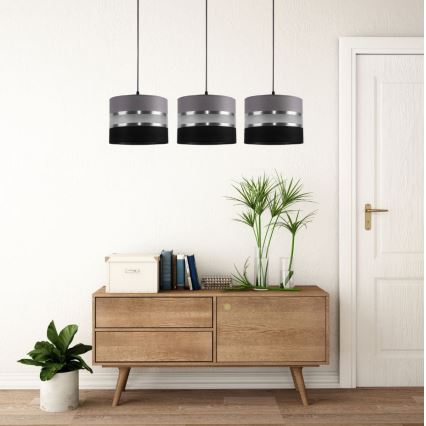 Chandelier on a string CORAL 3xE27/60W/230V black and grey
