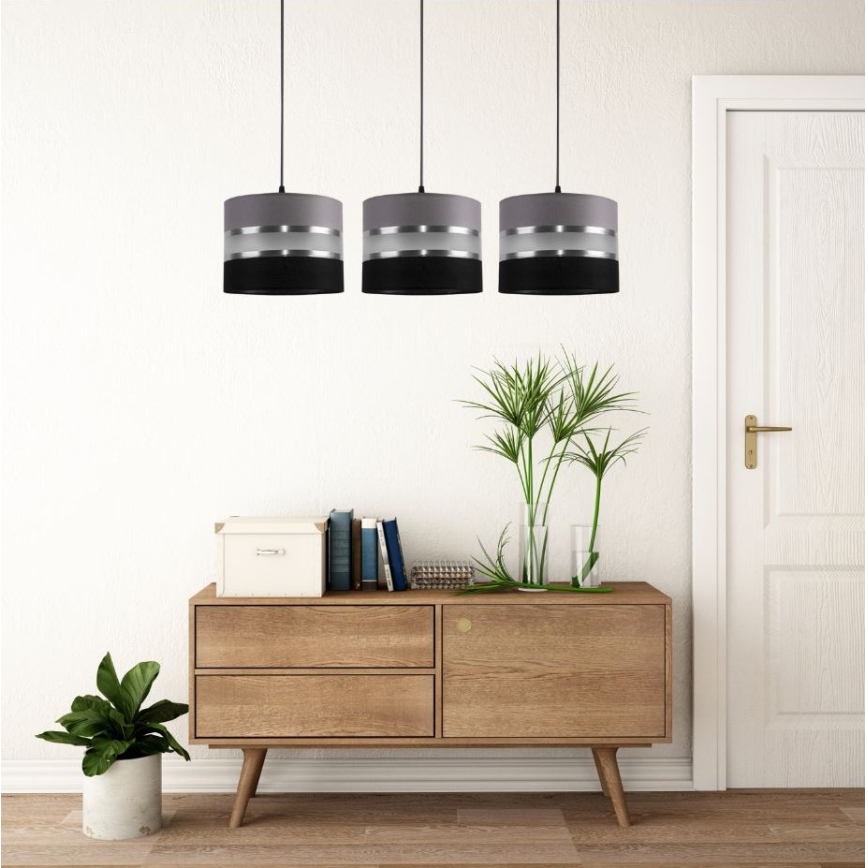 Chandelier on a string CORAL 3xE27/60W/230V black and grey