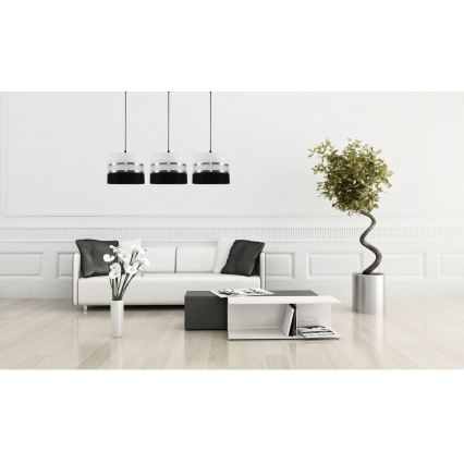 Chandelier on a string CORAL 3xE27/60W/230V black and white