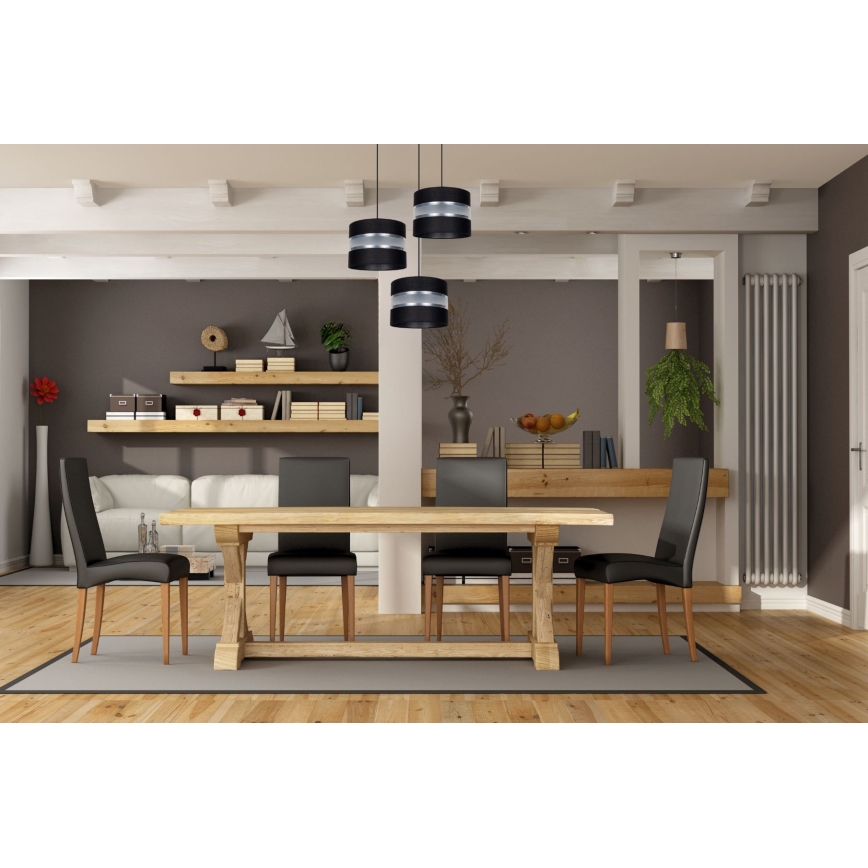 Chandelier on a string CORAL 3xE27/60W/230V black/matte chrome d. 45 cm