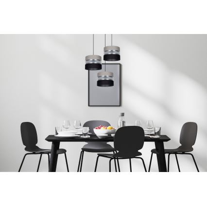 Chandelier on a string CORAL 3xE27/60W/230V black/grey/matte chrome d. 45 cm