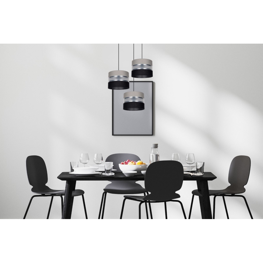 Chandelier on a string CORAL 3xE27/60W/230V black/grey/matte chrome d. 45 cm
