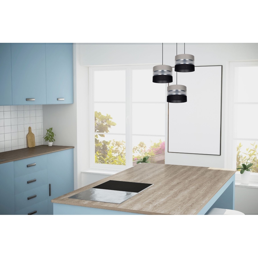 Chandelier on a string CORAL 3xE27/60W/230V black/grey/matte chrome d. 45 cm
