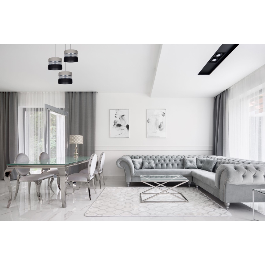 Chandelier on a string CORAL 3xE27/60W/230V black/grey/matte chrome d. 45 cm