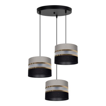 Chandelier on a string CORAL 3xE27/60W/230V black/grey