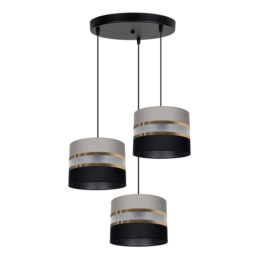 Chandelier on a string CORAL 3xE27/60W/230V black/grey