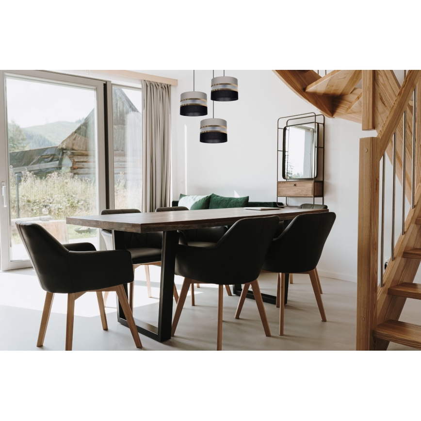 Chandelier on a string CORAL 3xE27/60W/230V black/grey