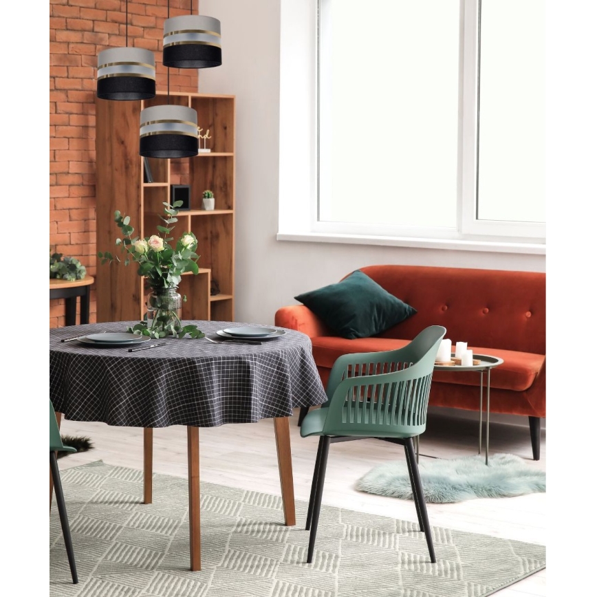 Chandelier on a string CORAL 3xE27/60W/230V black/grey