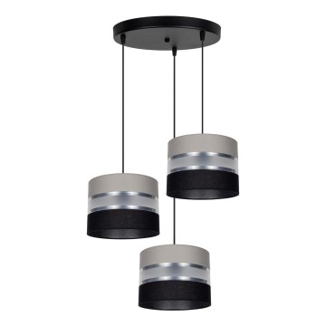 Chandelier on a string CORAL 3xE27/60W/230V black/grey/matte chrome d. 45 cm