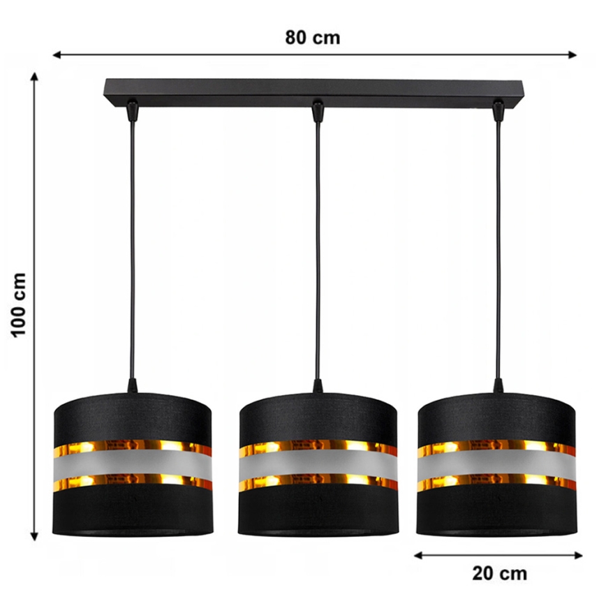 Chandelier on a string CORAL 3xE27/60W/230V black