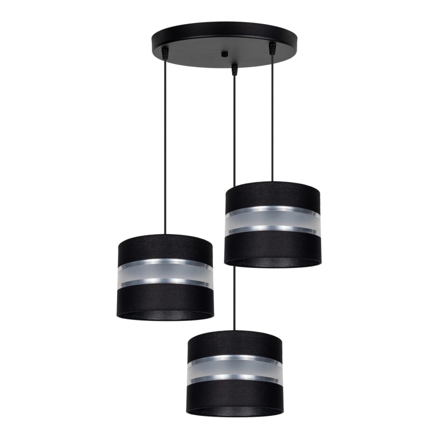 Chandelier on a string CORAL 3xE27/60W/230V black/matte chrome d. 45 cm