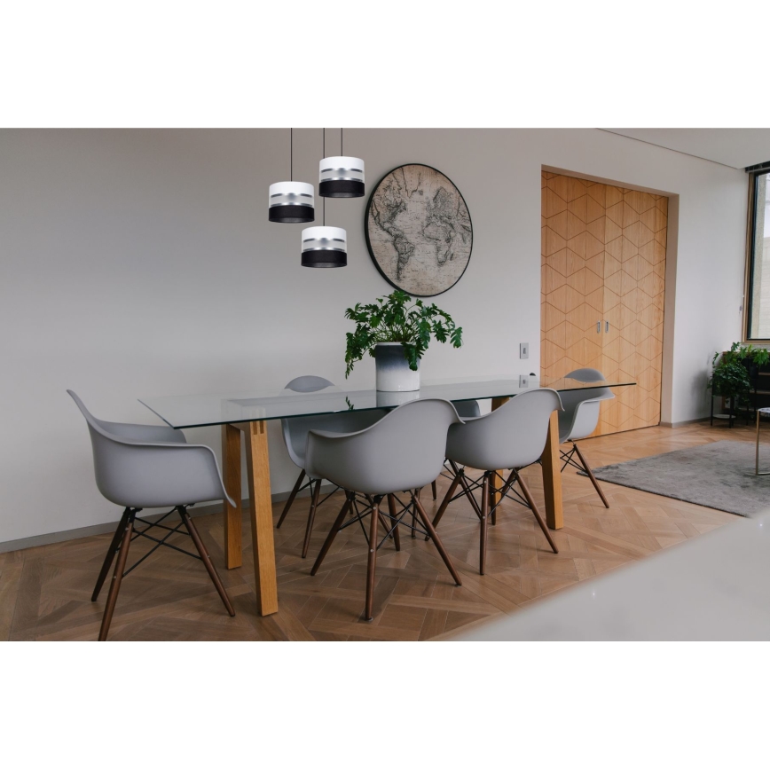 Chandelier on a string CORAL 3xE27/60W/230V black/white/matte chrome d. 45 cm